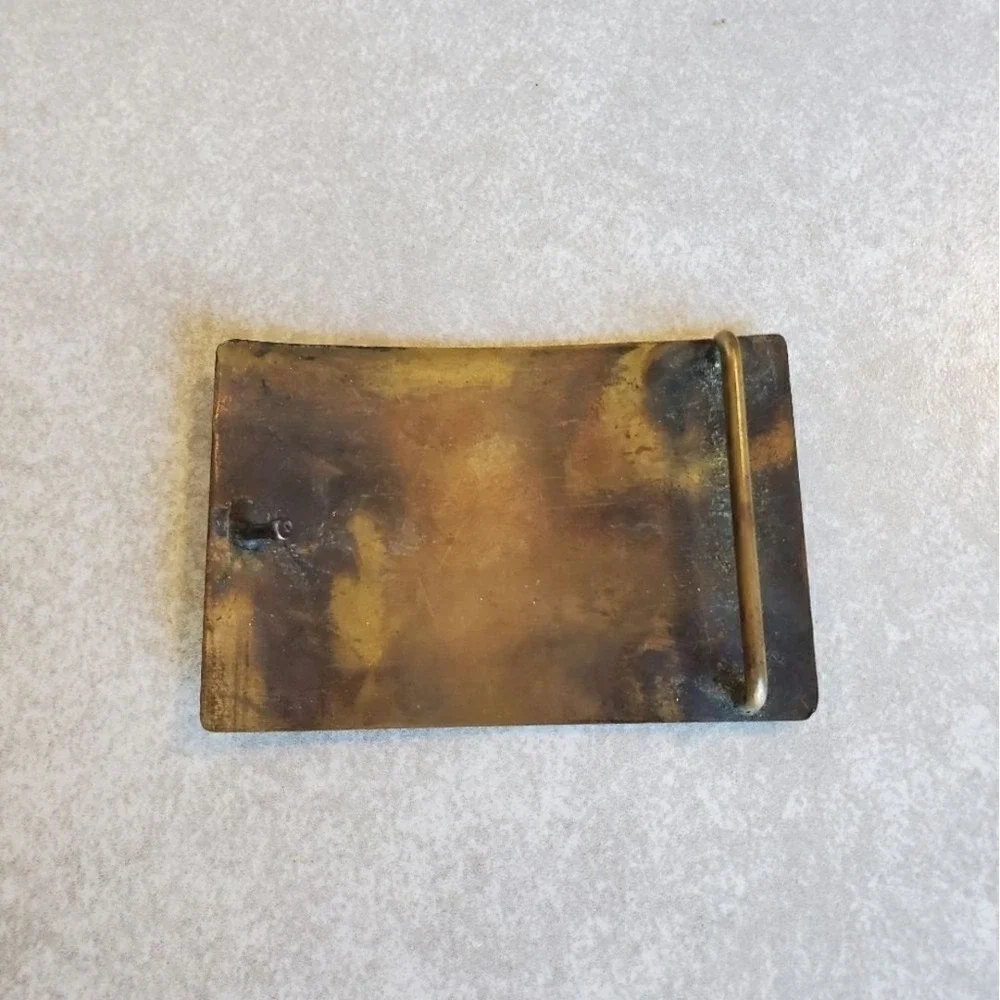 BRASS Scenic Deer Belt Buckle Unisex Nature Wild Life Scene‎